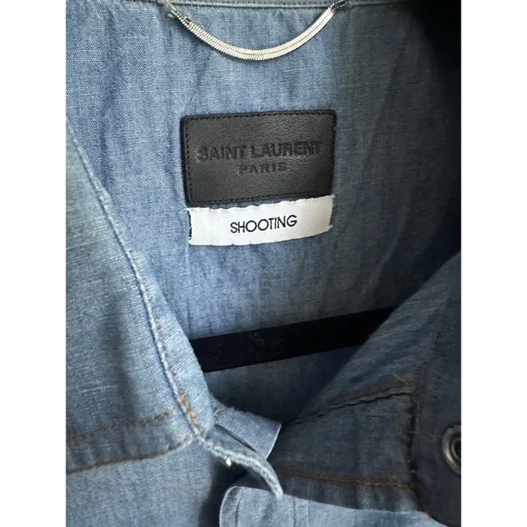 Saint Laurent women men unisex Blue Denim jean chambray Shirt small FR38 2 4 - Picture 2 of 6
